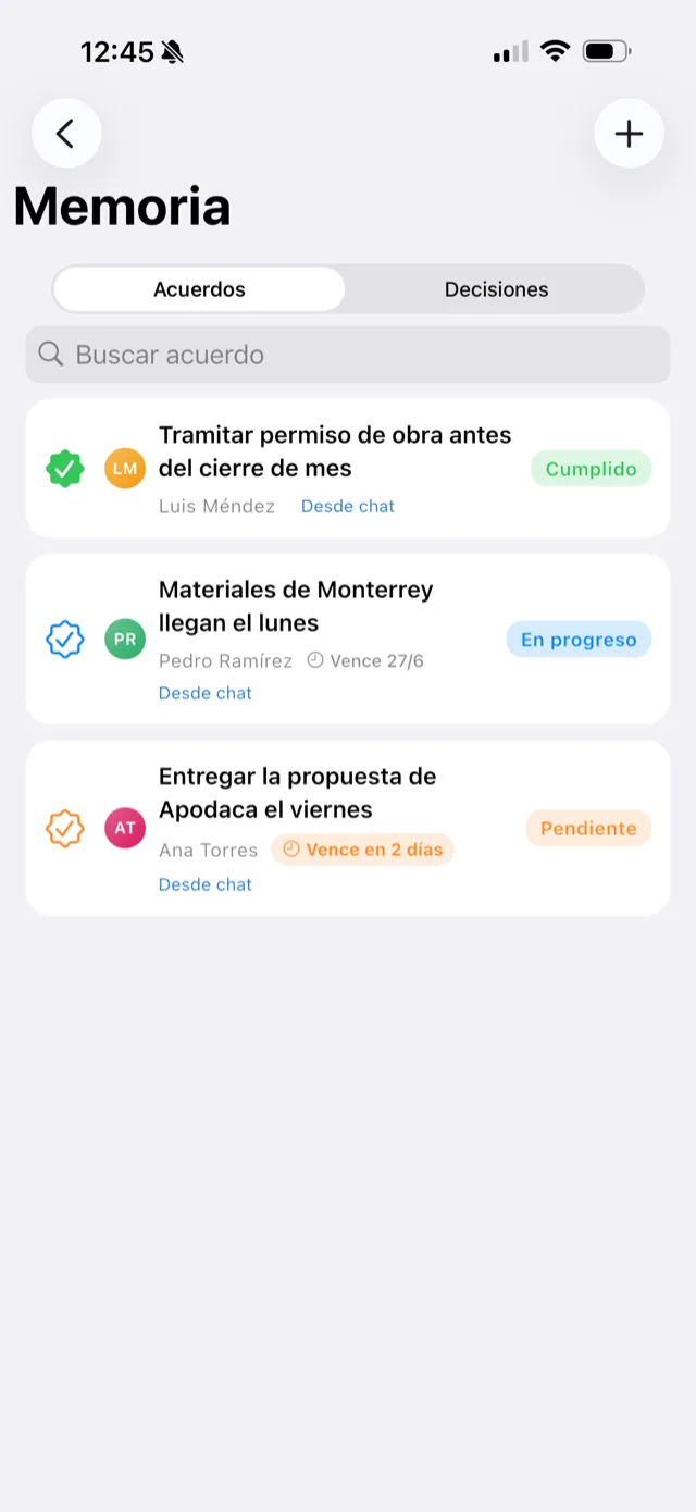 Acuerdos y decisiones que no se olvidan